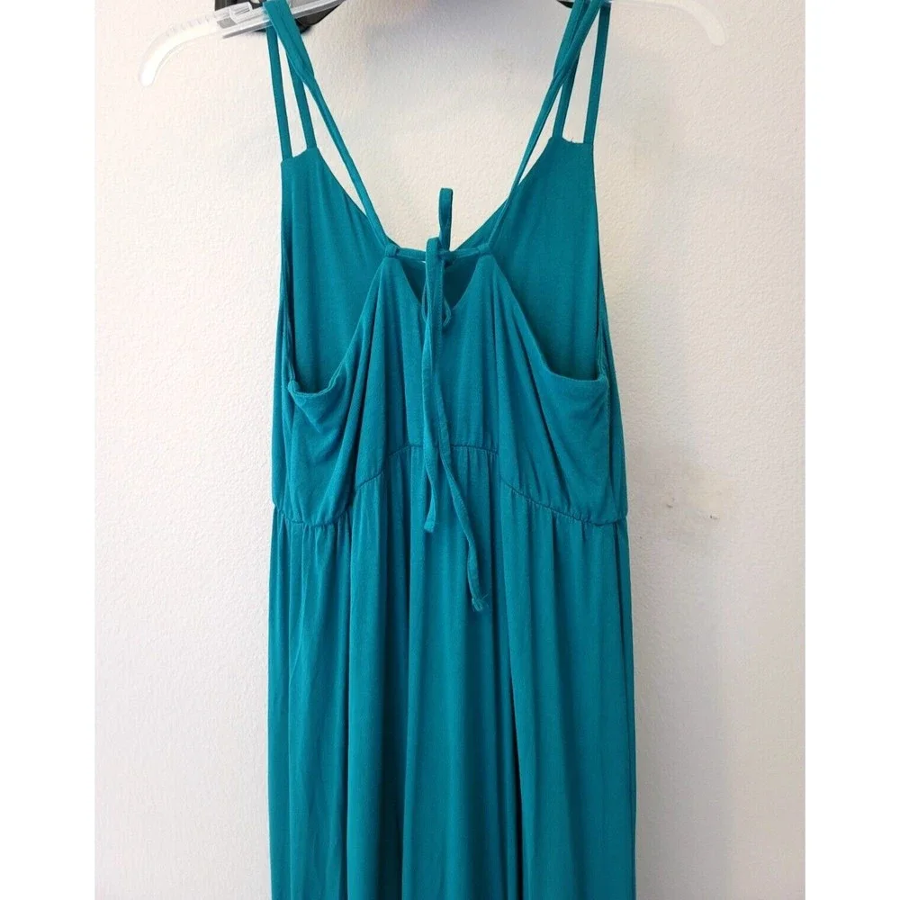 Willi Smith Teal Maxi Dress Boho Size Small Sleeveless V-neck Adjustable Straps - Picture 6 of 8